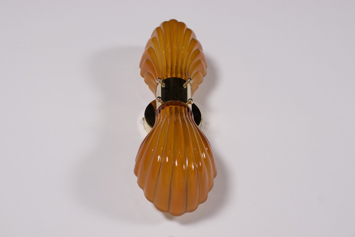 Paire D’appliques Italiennes « Coquille »-photo-2
