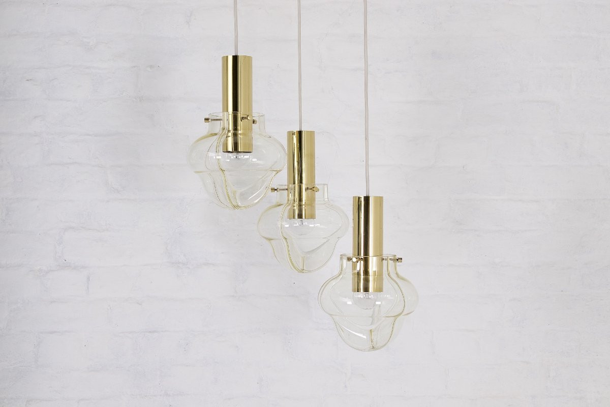 Venini Three Amber Globe Pendant Light-photo-3