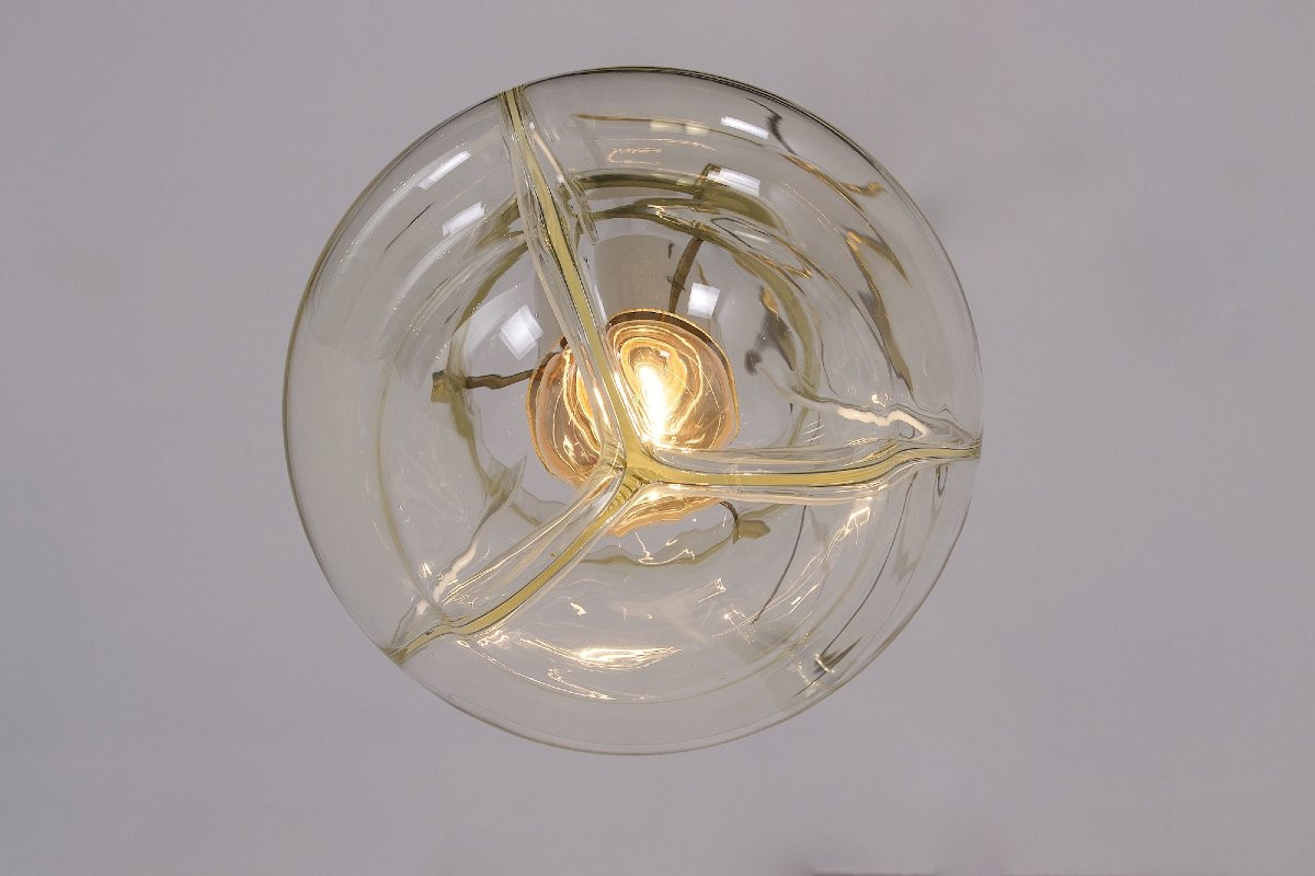Venini Three Amber Globe Pendant Light-photo-2