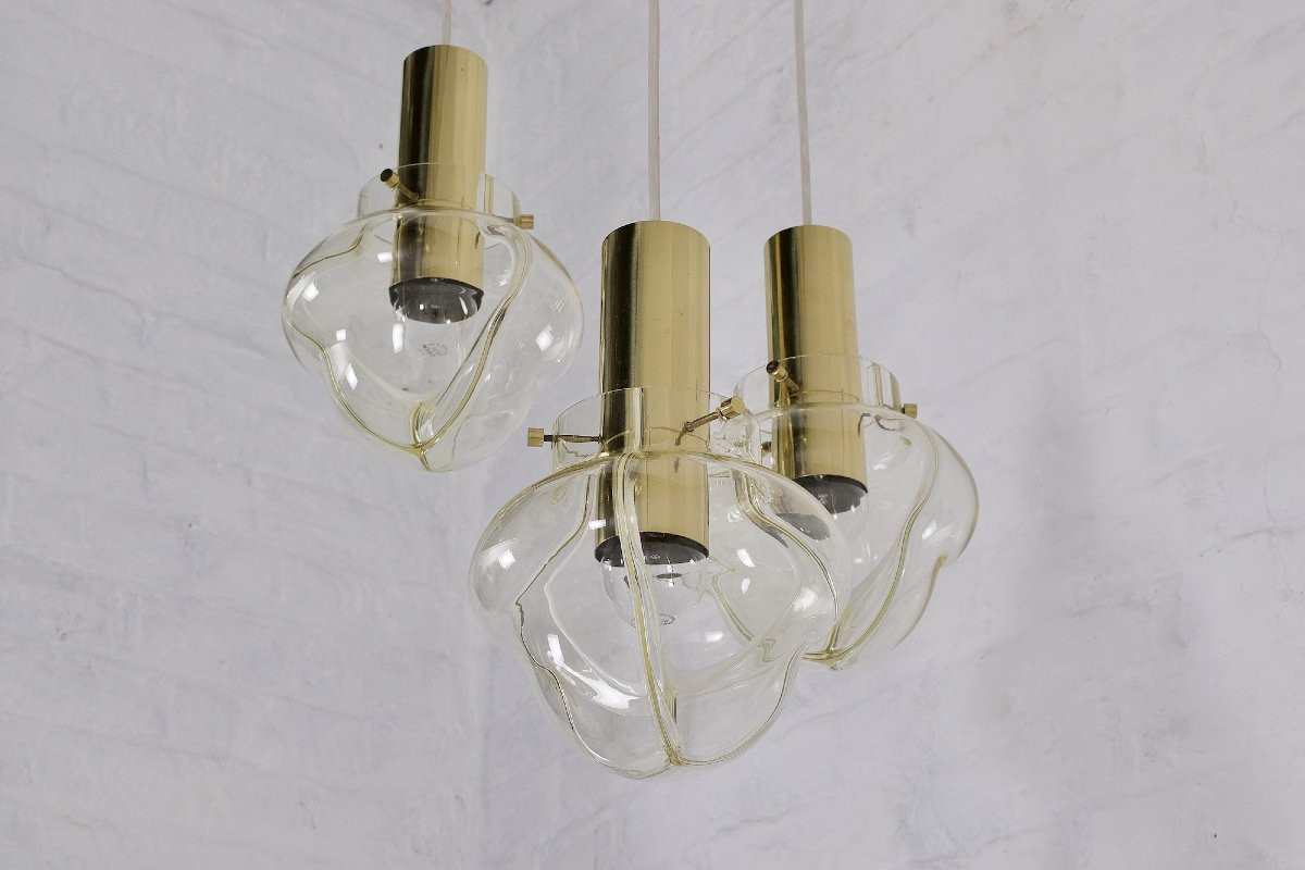 Venini Three Amber Globe Pendant Light-photo-4