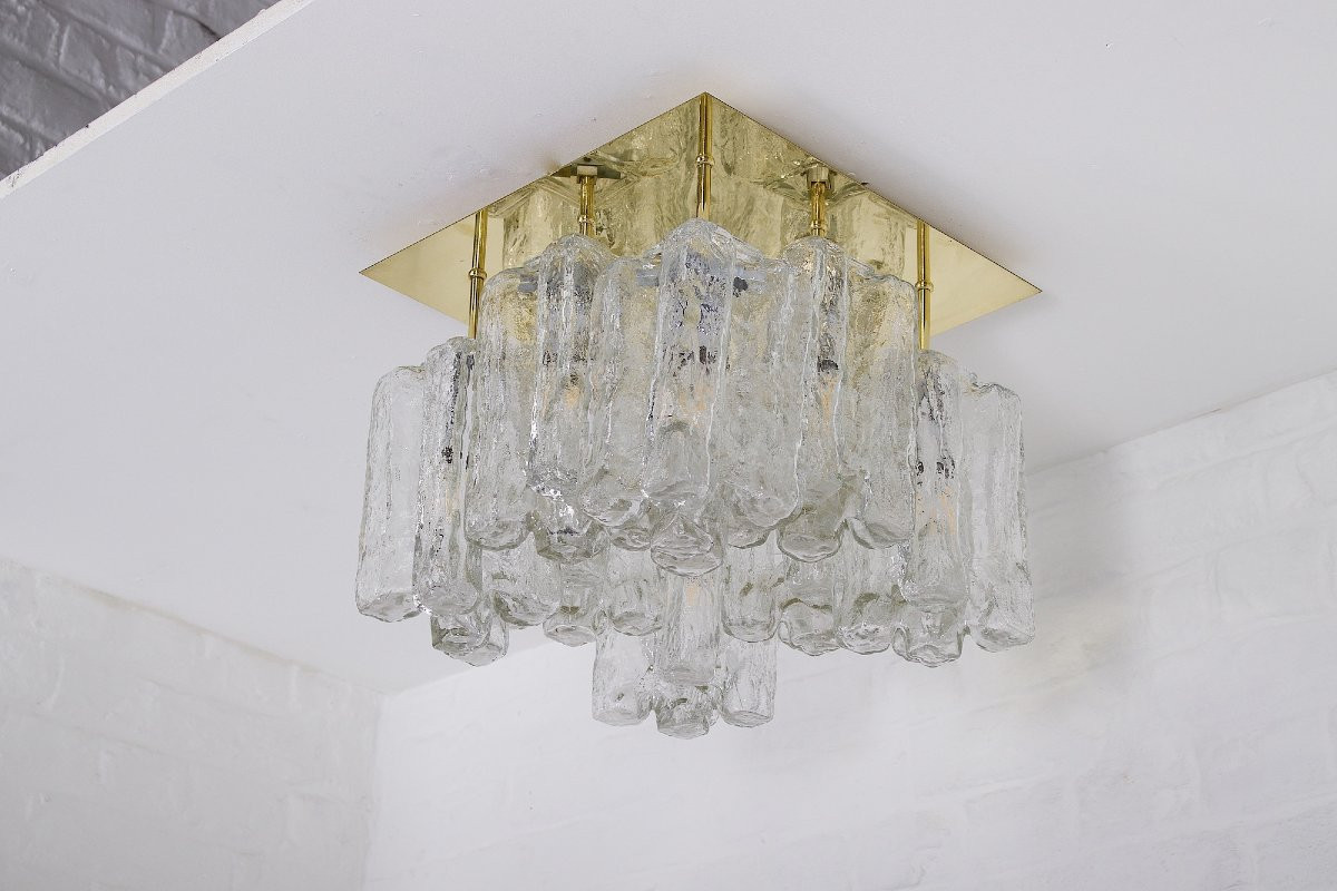 Plafonnier Ice Glass En Laiton Kalmar .-photo-2