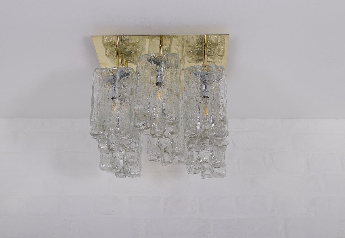 Plafonnier Ice Glass En Laiton Kalmar .-photo-4