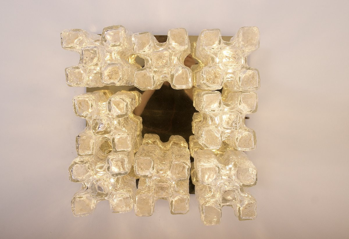 Plafonnier Ice Glass En Laiton Kalmar .-photo-1