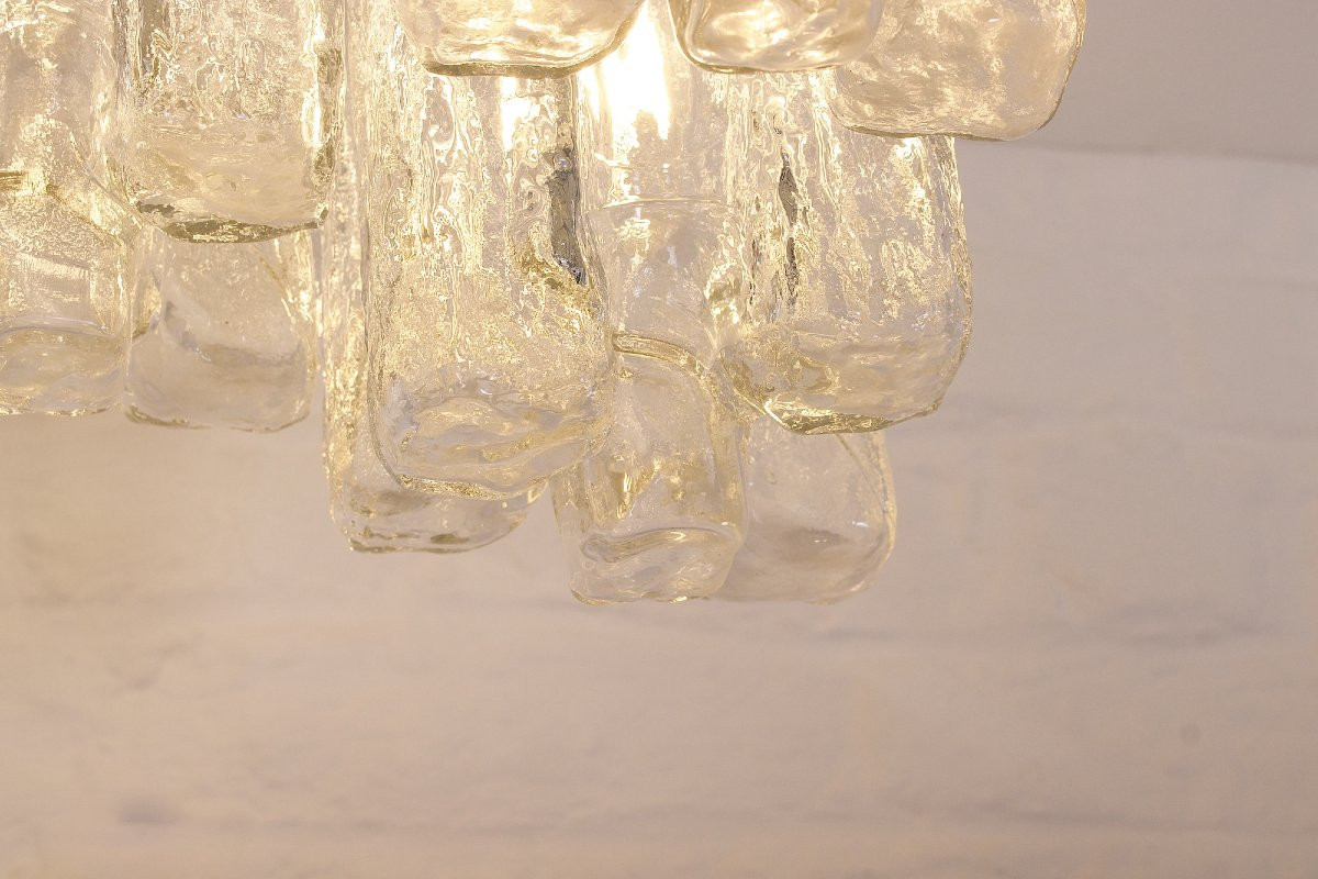 Plafonnier Ice Glass En Laiton Kalmar .-photo-3
