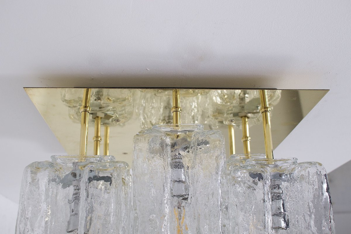 Plafonnier Ice Glass En Laiton Kalmar .-photo-6