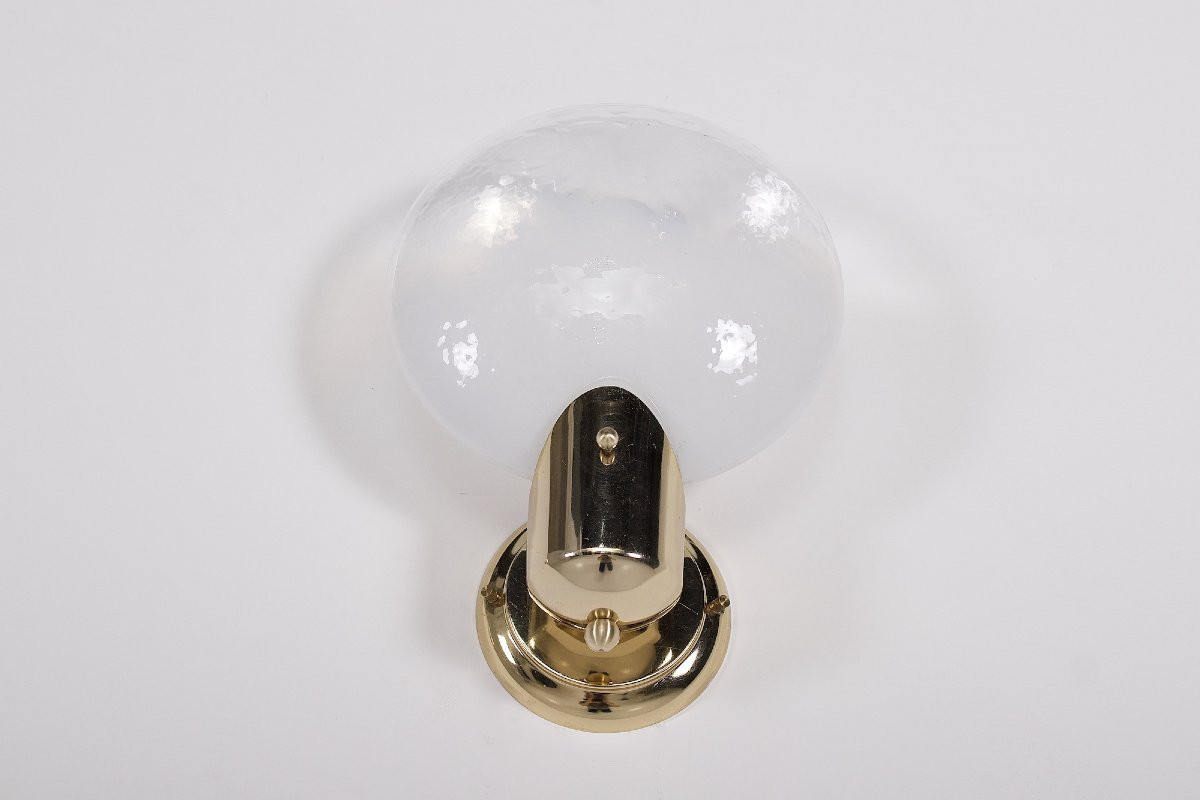 Paire D’appliques Lenticulaire En Verre Opalescent-photo-1