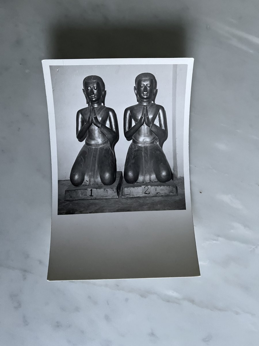 Deux importants adorants  Thepphanoms en Bronze, Thaïlande-photo-7
