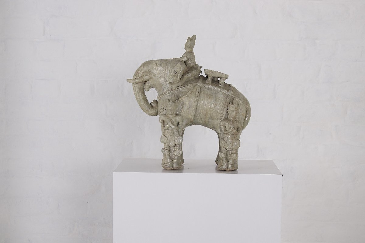 Eléphant aux Guerriers en Céladon, Siam-photo-2