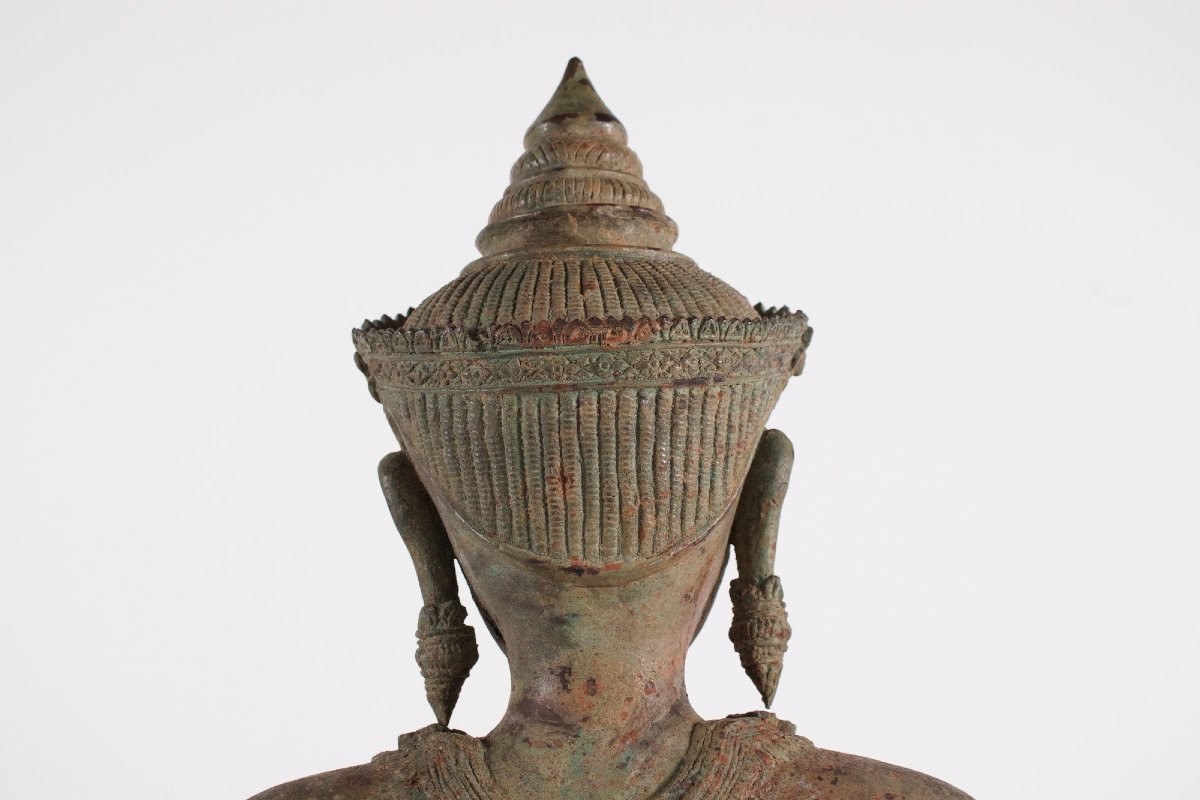 Large Khmer Bronze Adorned Buddha (104 Cm)-photo-1