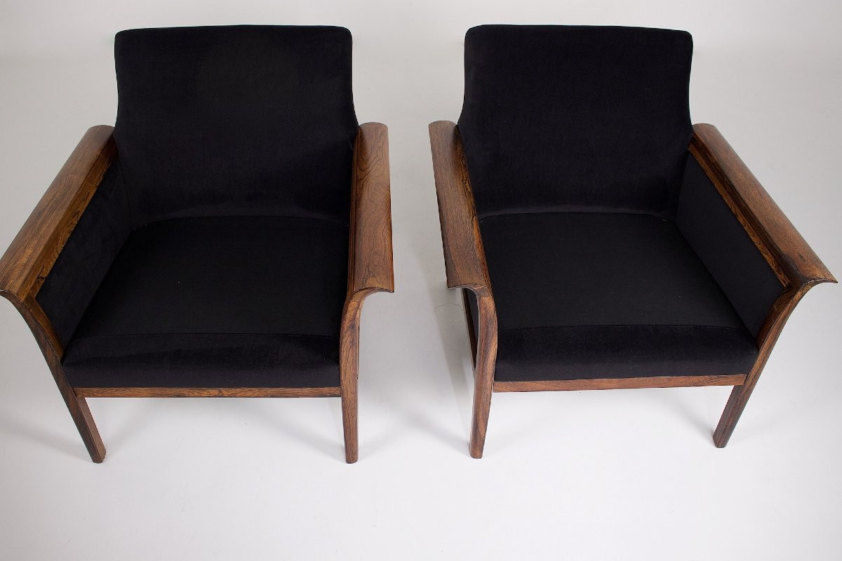 Paire de Fauteuils Danois en Palissandre-photo-4