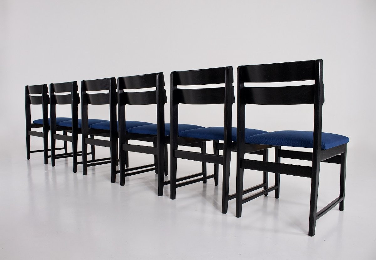 Six Black Brutalist Chairs-photo-1