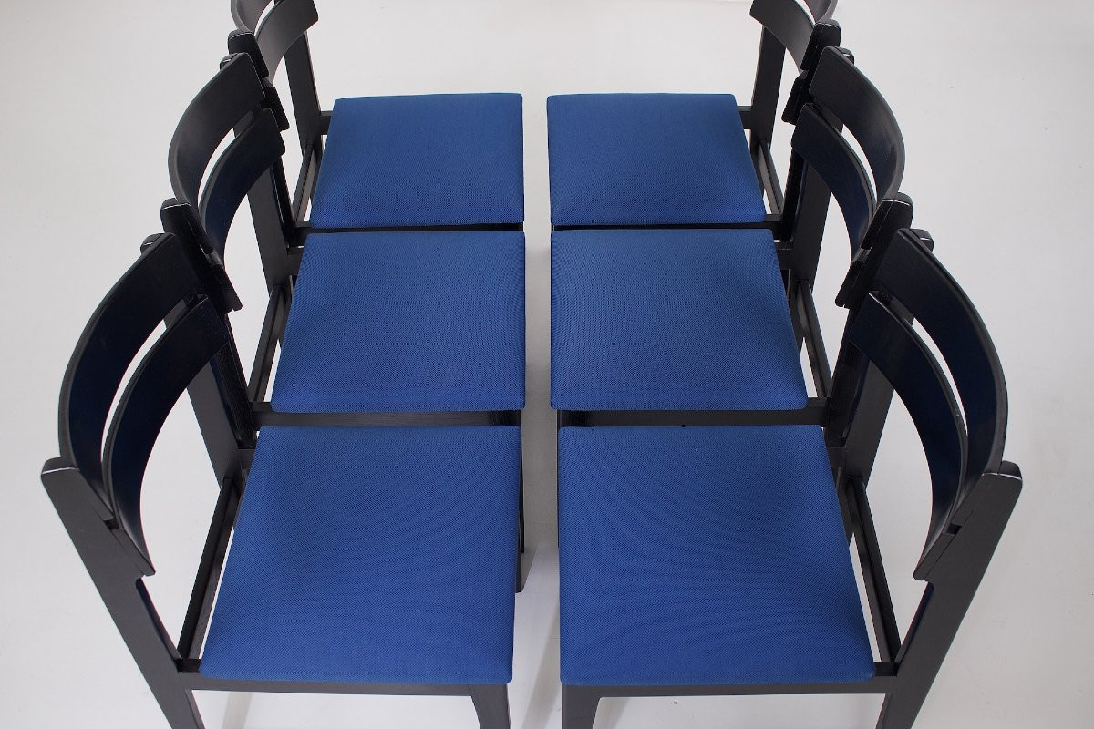 Six Black Brutalist Chairs-photo-2