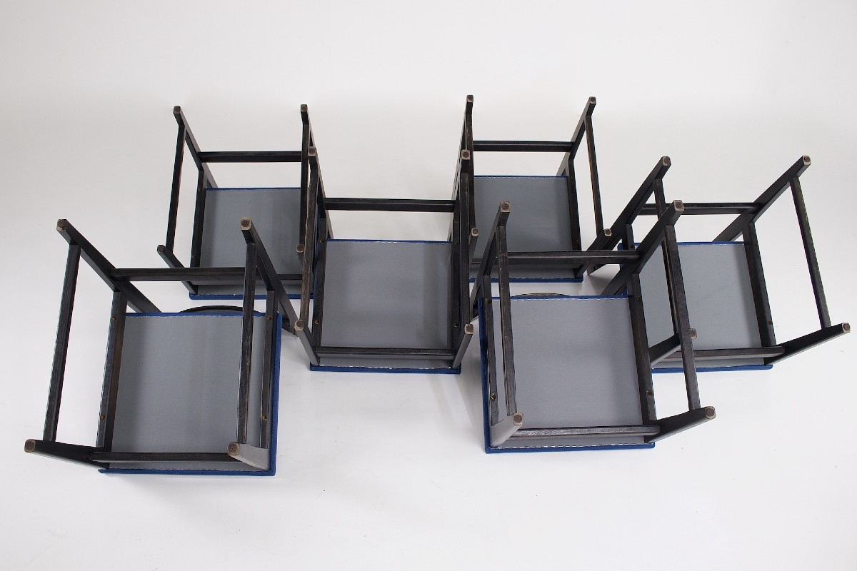 Six Black Brutalist Chairs-photo-3
