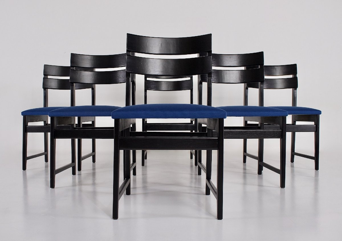Six Black Brutalist Chairs
