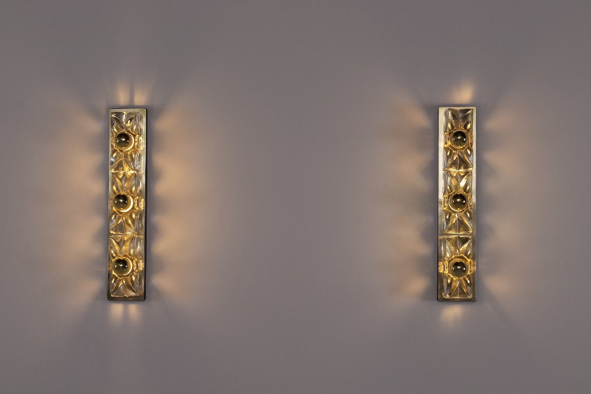 Pair Of Hollywood Regency Brass Sconces-photo-4