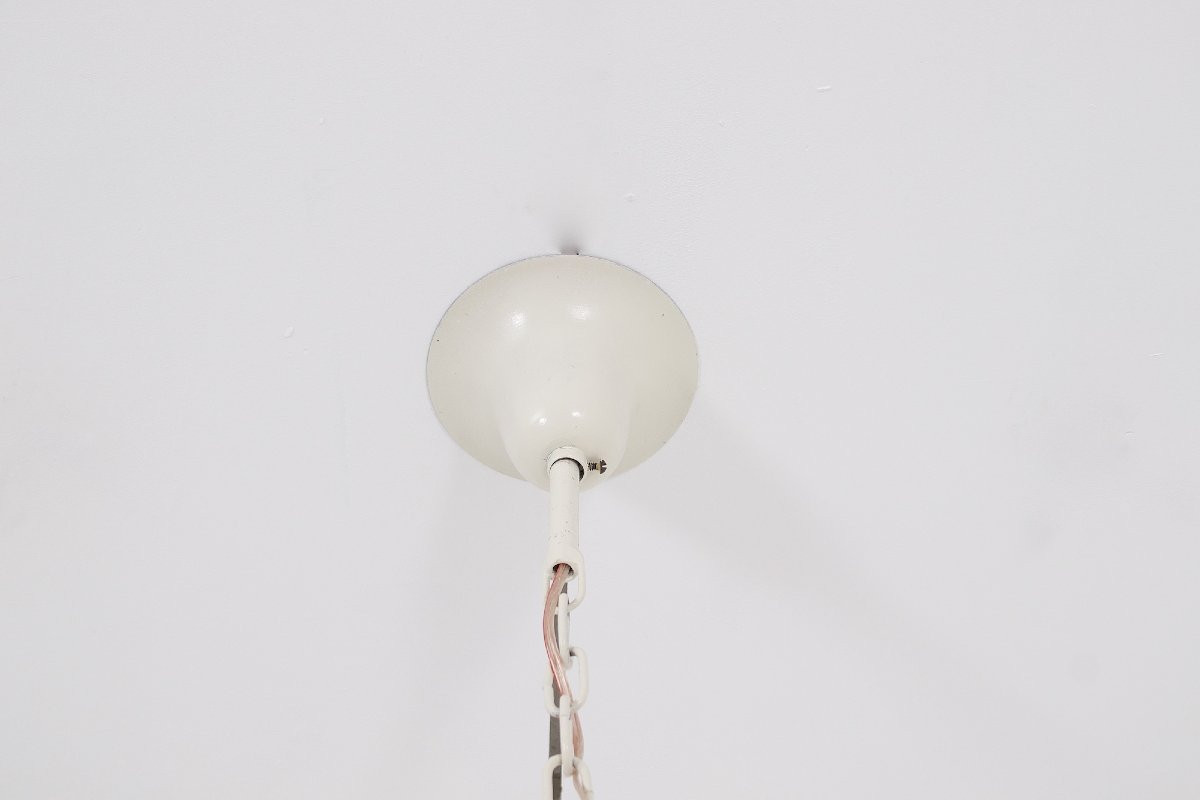 Suspension Art-Déco en verre sablé, années 40/50. -photo-2
