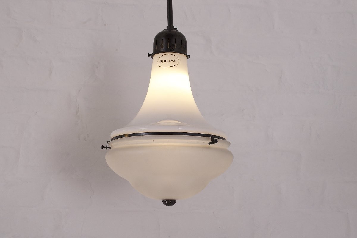 Pair Of Bauhaus Philips Pendant Lights In The Peter Behrens Style.-photo-3
