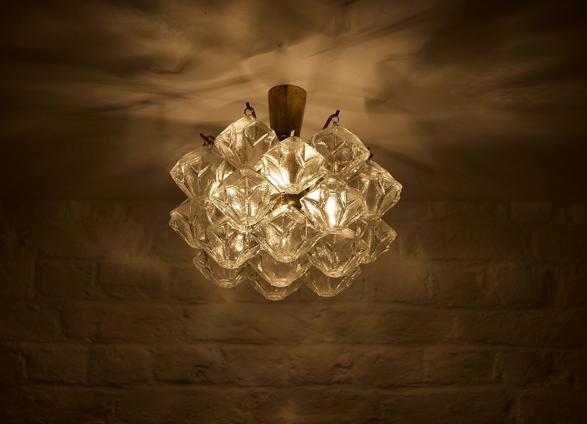 Plafonnier Suspension en laiton « Pagode »-photo-3