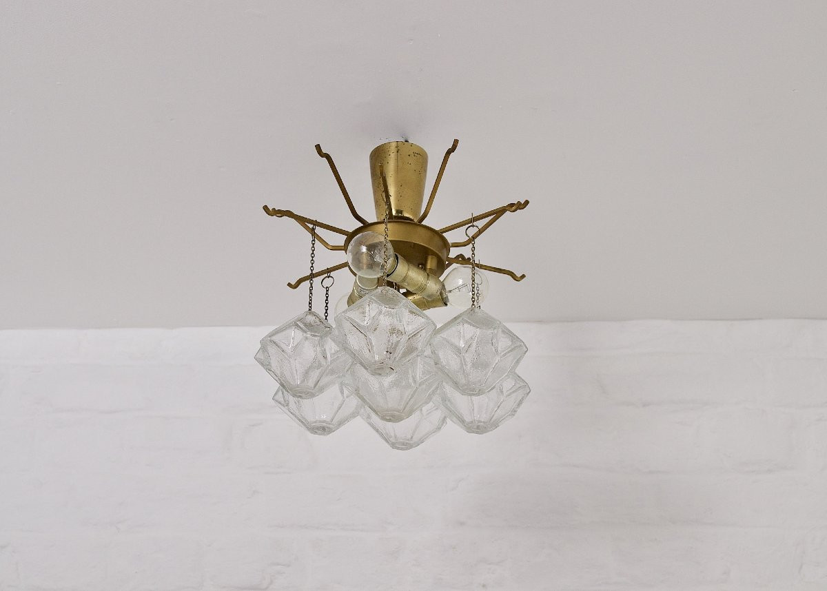 Brass "pagoda" Suspension Ceiling Light-photo-2