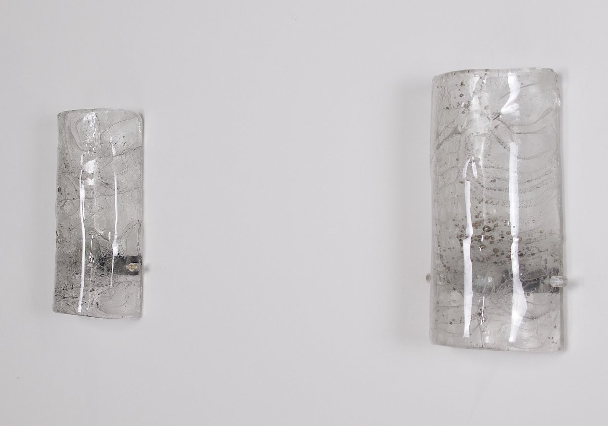 Pair Of Cylindrical Murano Glass Wall Lights-photo-2