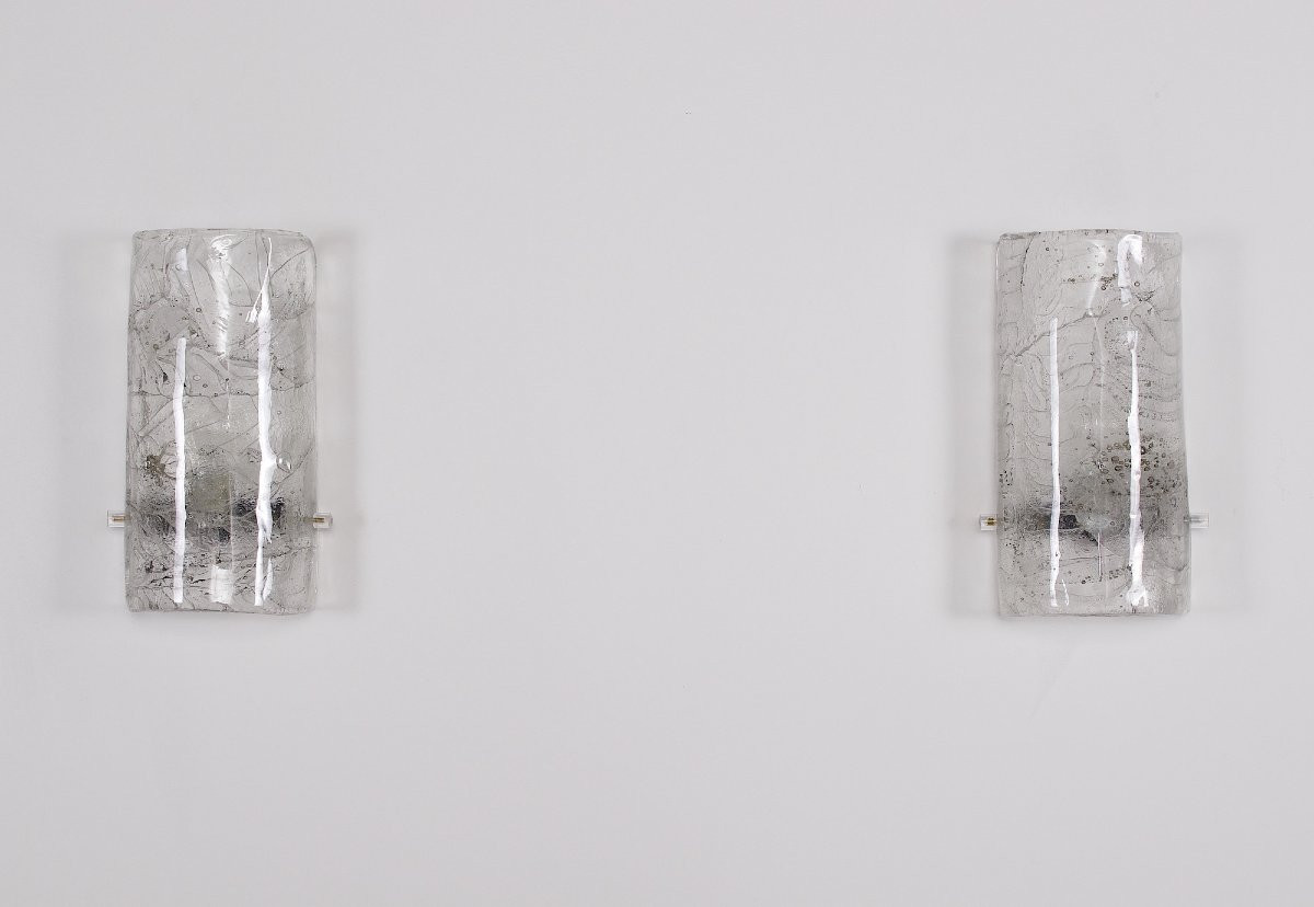 Pair Of Cylindrical Murano Glass Wall Lights-photo-4