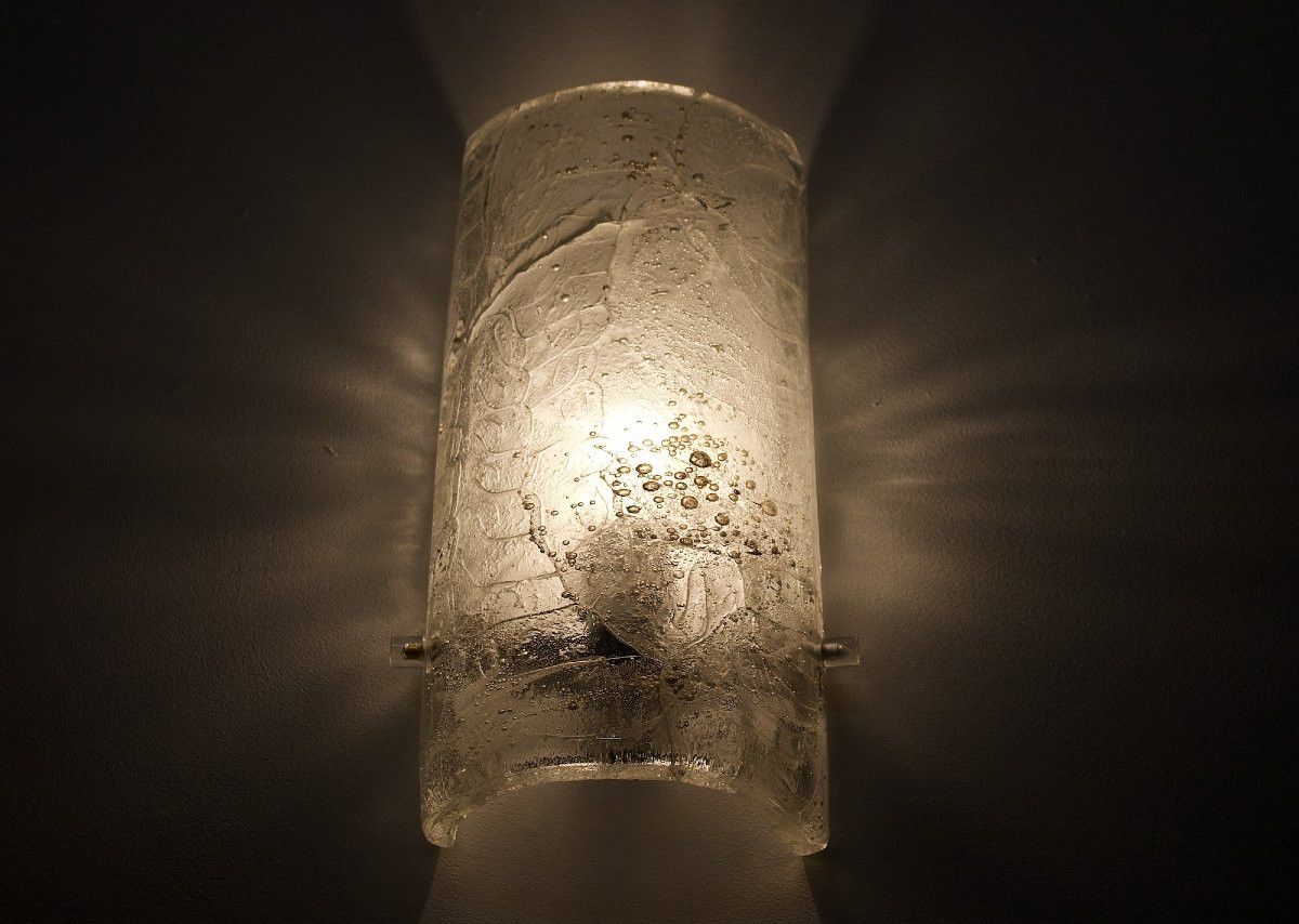 Pair Of Cylindrical Murano Glass Wall Lights-photo-1