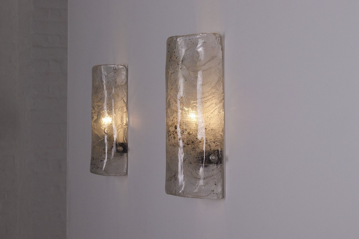 Pair Of Cylindrical Murano Glass Wall Lights-photo-4