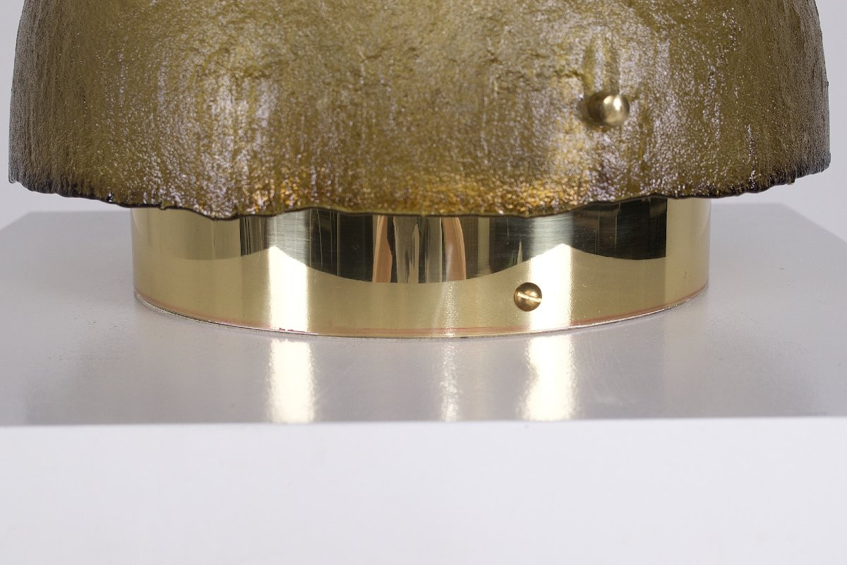 Lampe Champignon en Verre et Laiton.-photo-3
