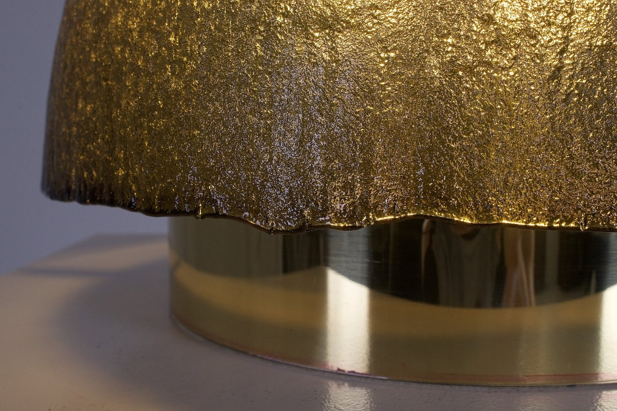 Lampe Champignon en Verre et Laiton.-photo-4
