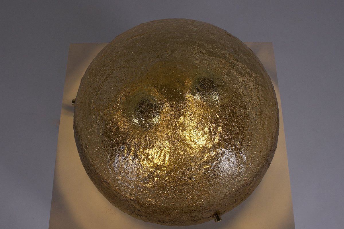 Lampe Champignon en Verre et Laiton.-photo-2