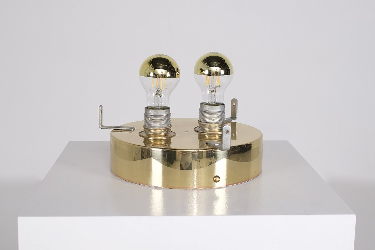 Lampe Champignon en Verre et Laiton.-photo-5