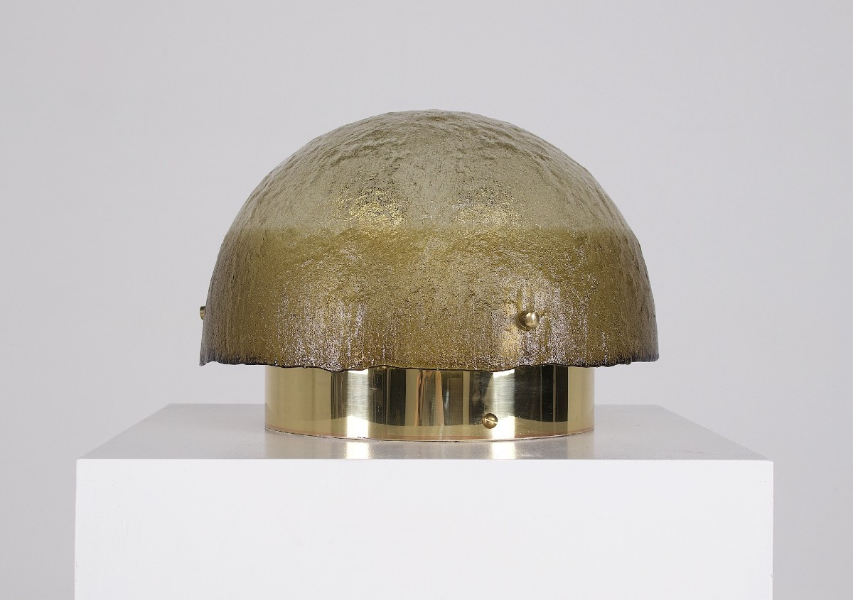 Lampe Champignon en Verre et Laiton.