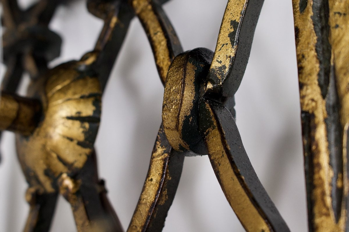 Grande Paire d’Appliques Néo-Baroques en Fer Forgé Doré.-photo-6