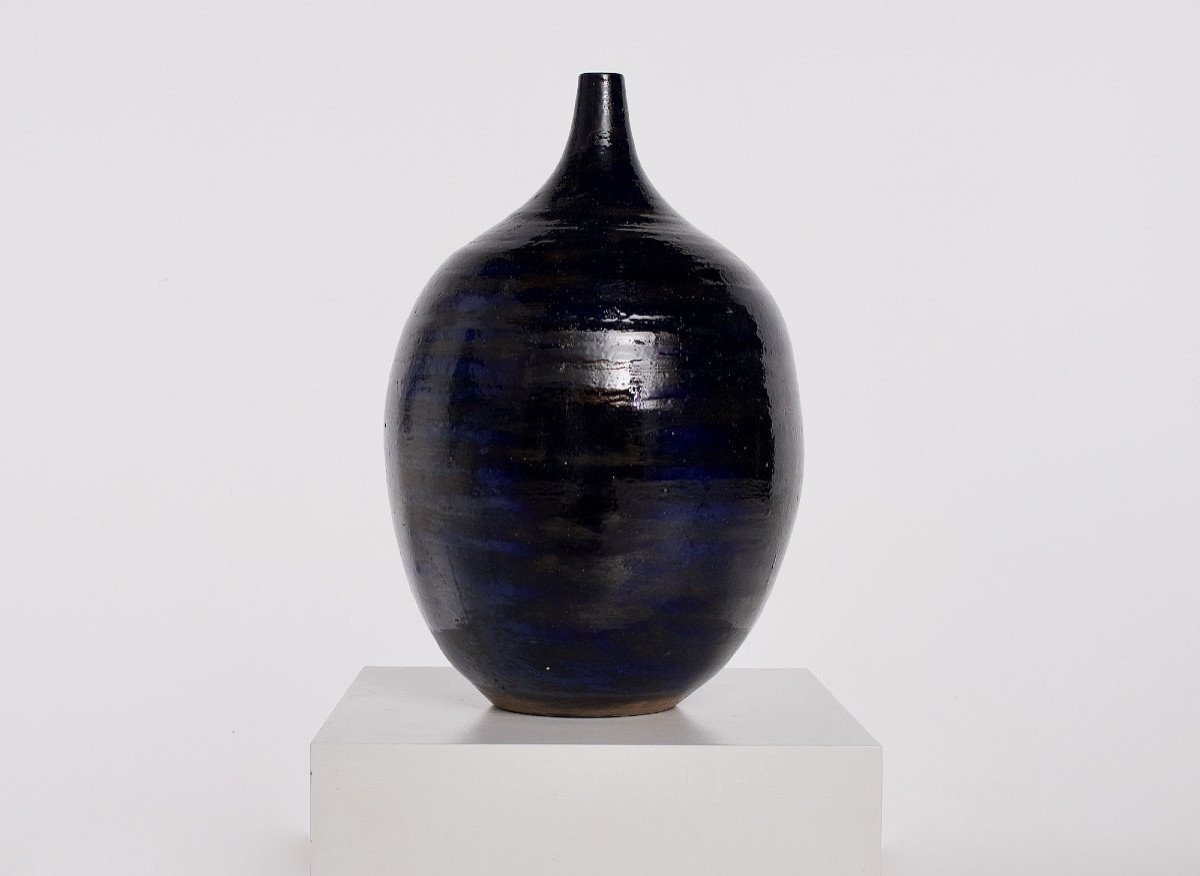 Large Jules Guerin Vase, Bouffioulx Stoneware.-photo-2