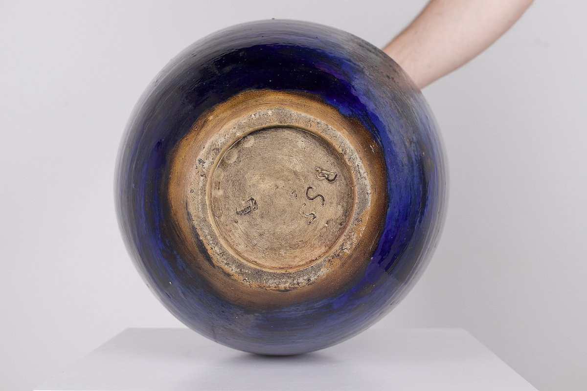 Large Jules Guerin Vase, Bouffioulx Stoneware.-photo-3