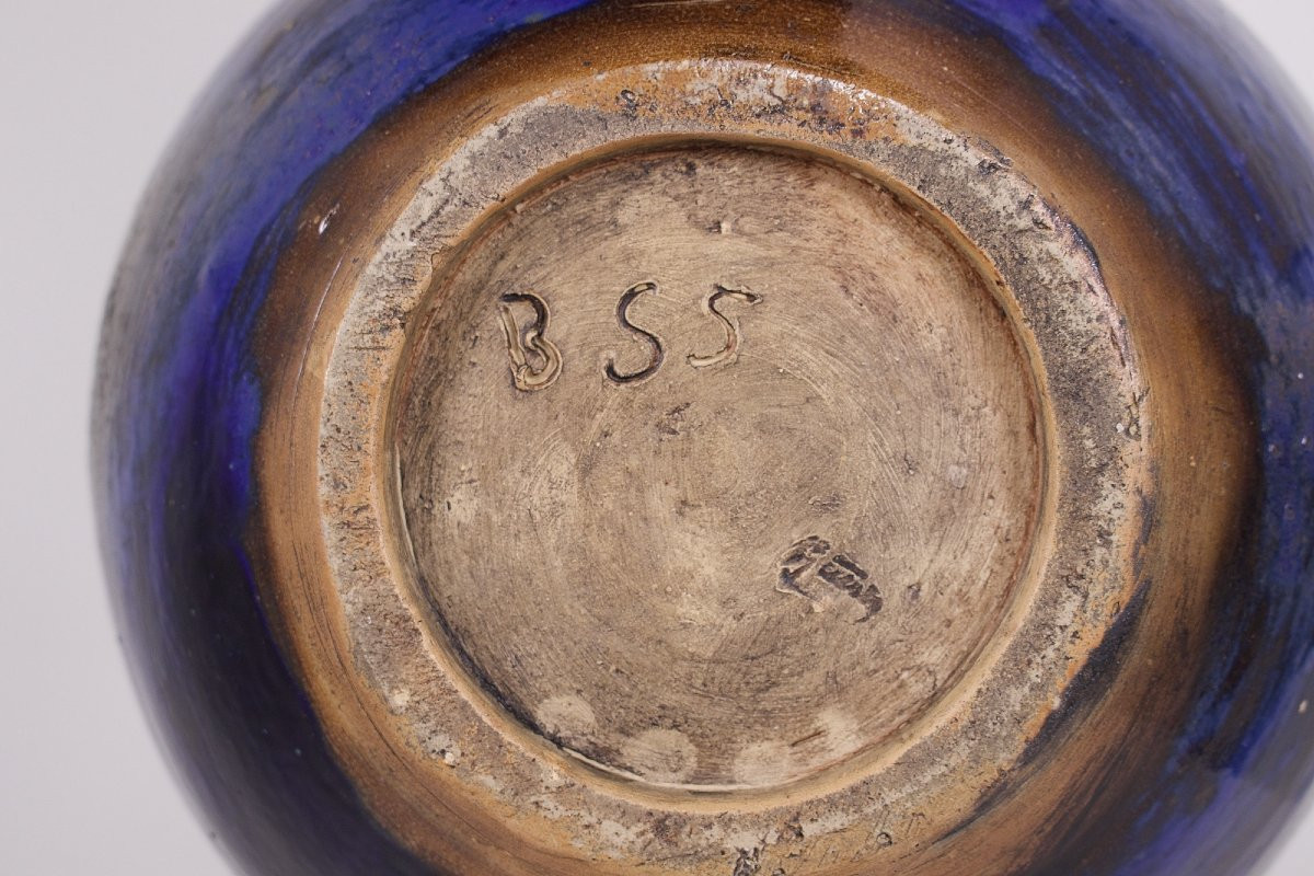 Large Jules Guerin Vase, Bouffioulx Stoneware.-photo-4