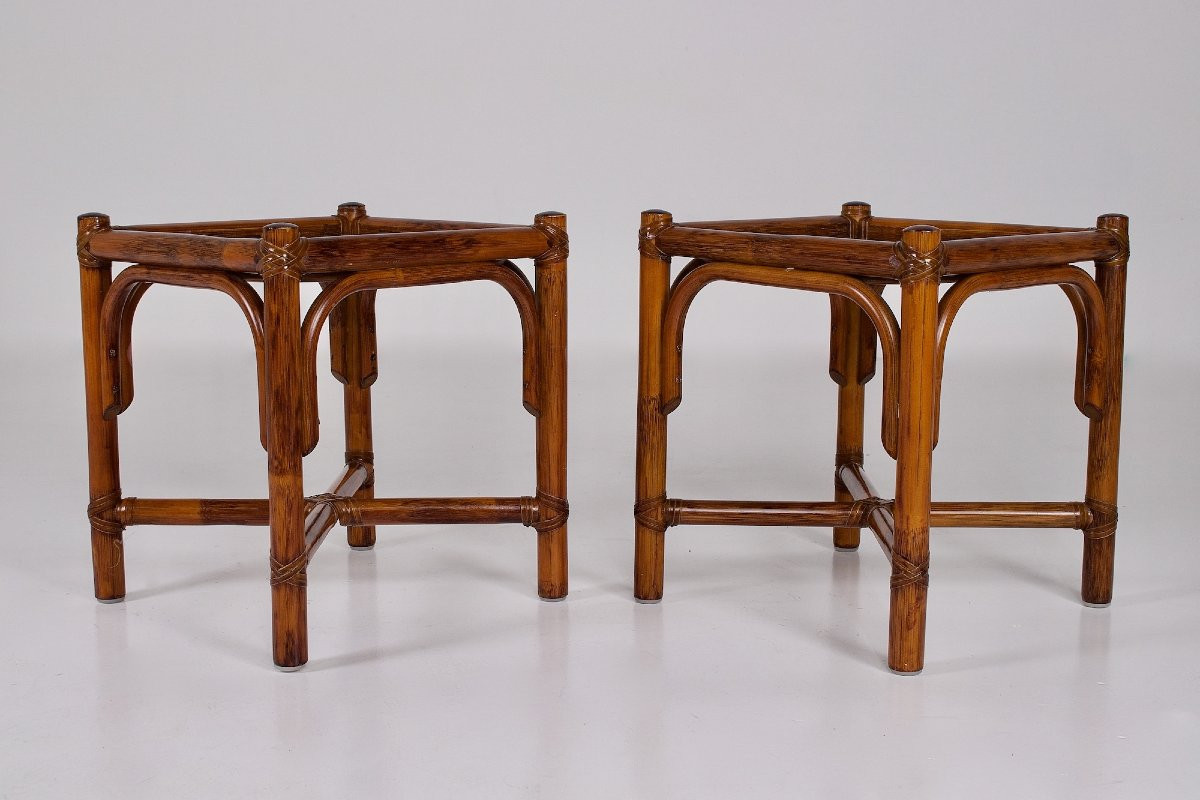 Pair Of Bamboo End Tables 1980.-photo-3