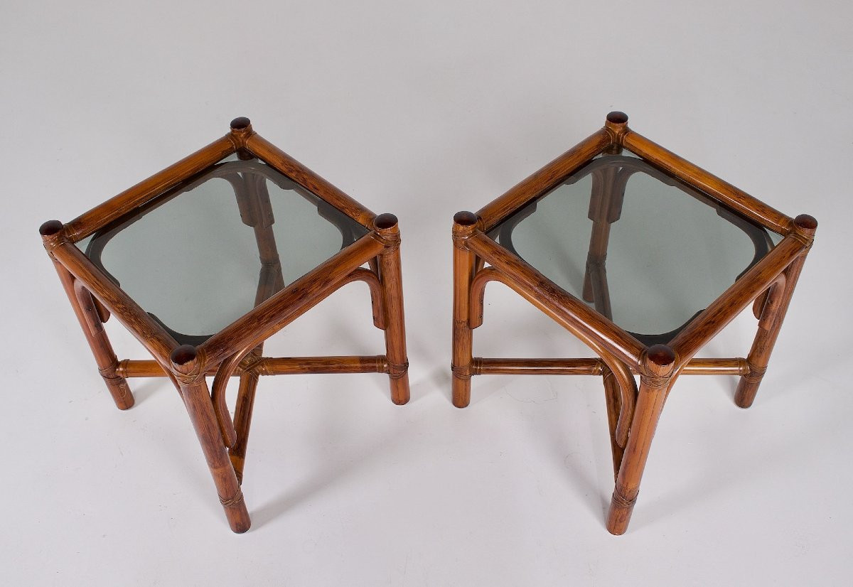 Pair Of Bamboo End Tables 1980.-photo-1