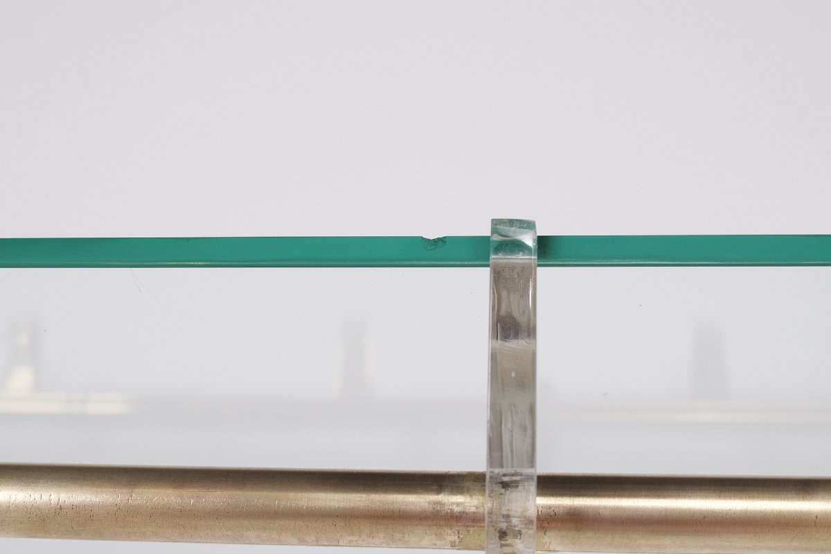 Imposant portemanteau en verre et laiton, années 60.-photo-1