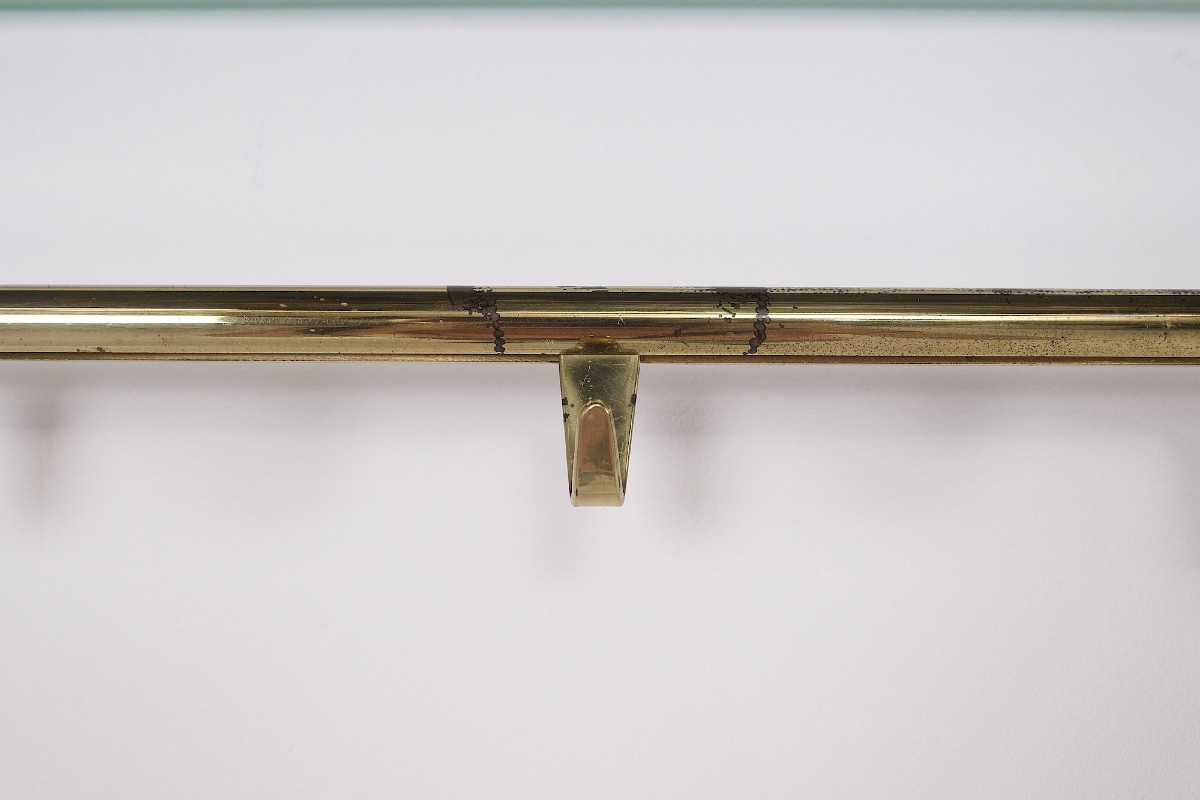Imposant portemanteau en verre et laiton, années 60.-photo-2