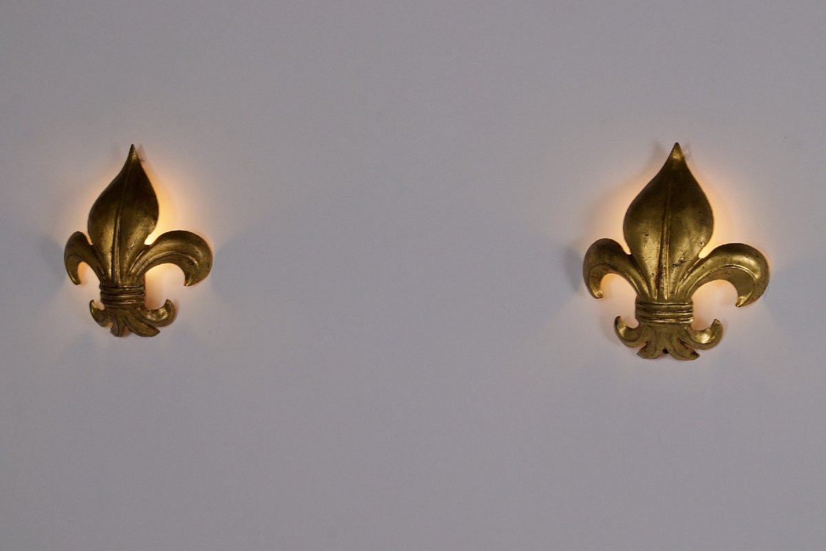 Paire d’Appliques en Fleur de Lys-photo-3