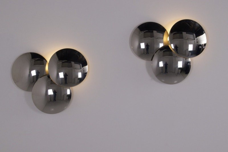 Deux appliques  en miroir poli ,Goffredo Reggiani, années 70.