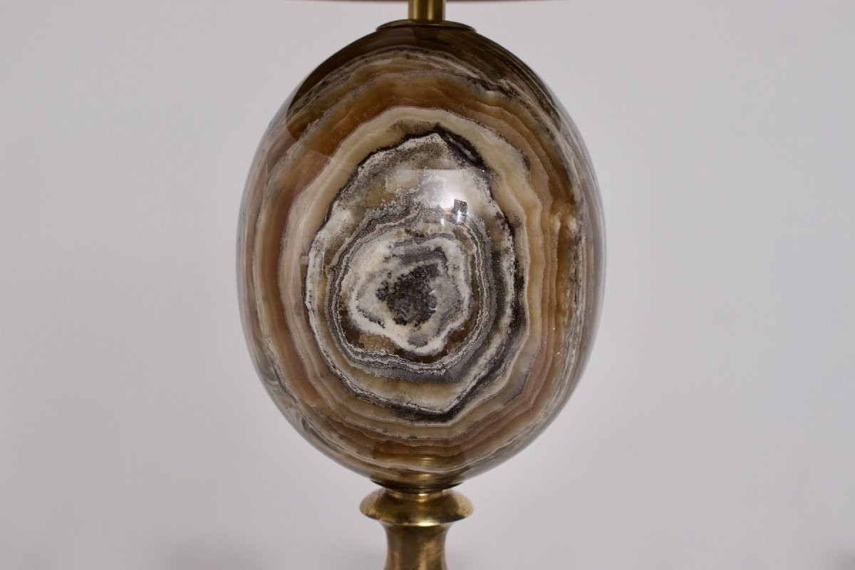 Lampe à poser en  Onyx et bronze , Maison Charles Paris, années 70.-photo-3