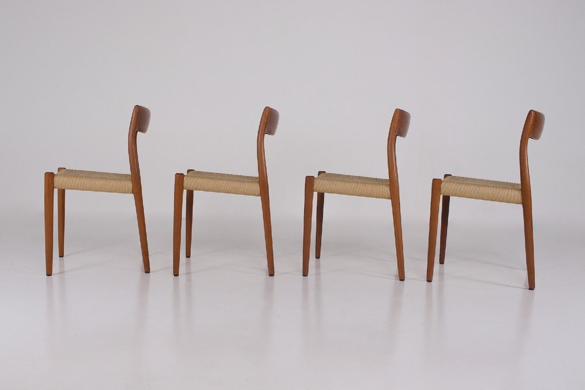 4 Niels Otto Møller Chairs Model 77 “paper Cord”-photo-3