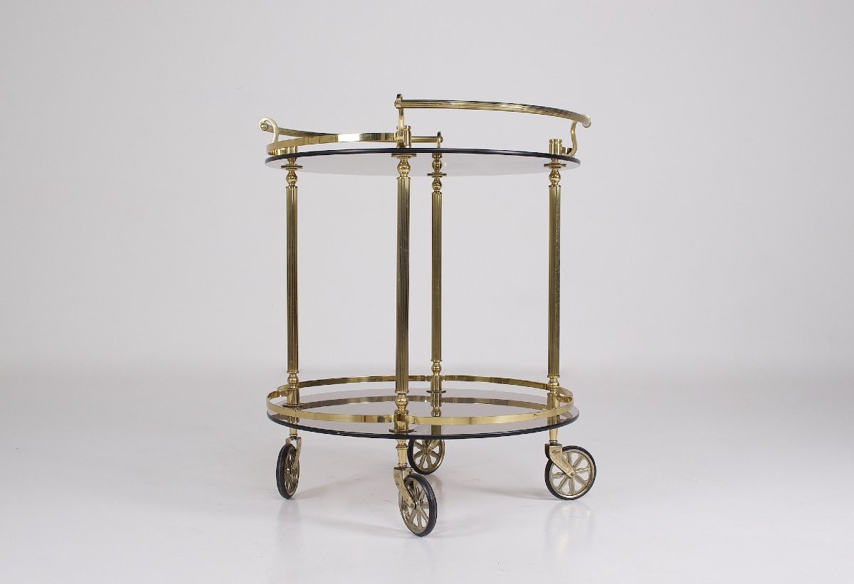 Brass And Smoked Glass Trolley-photo-1