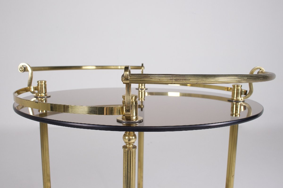 Brass And Smoked Glass Trolley-photo-2