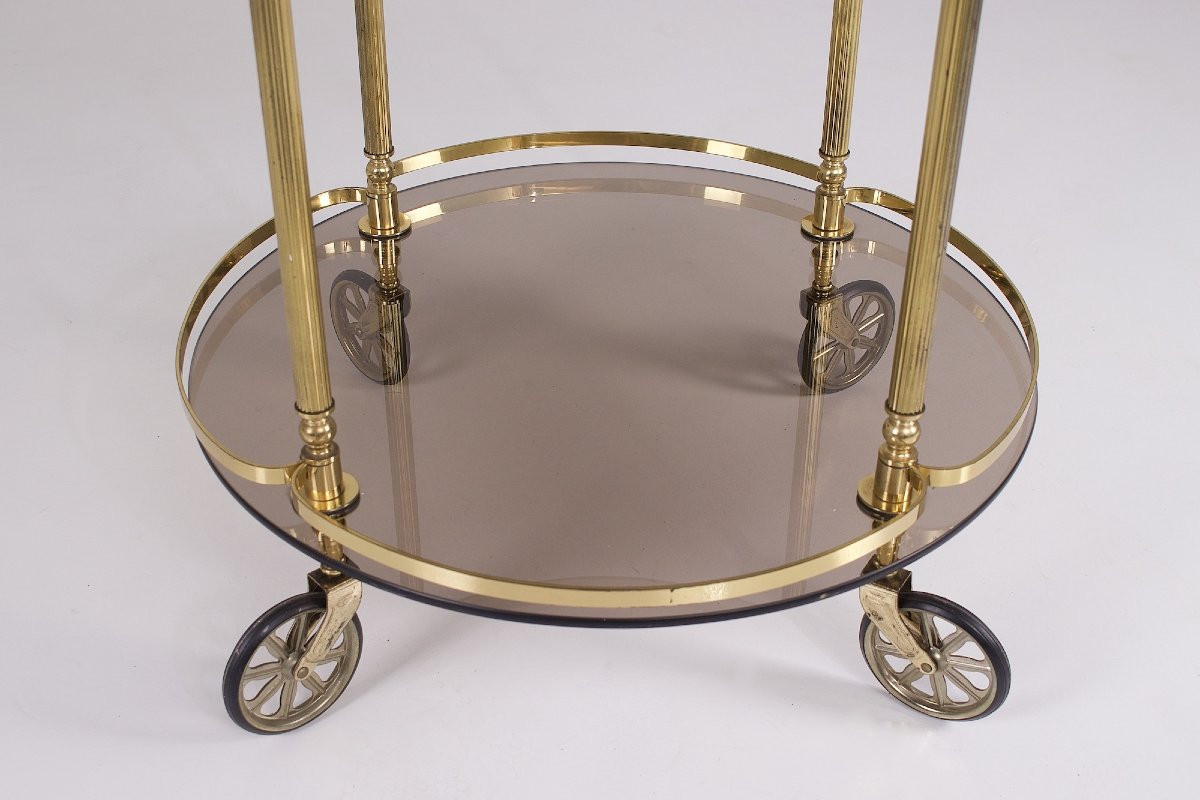 Brass And Smoked Glass Trolley-photo-3