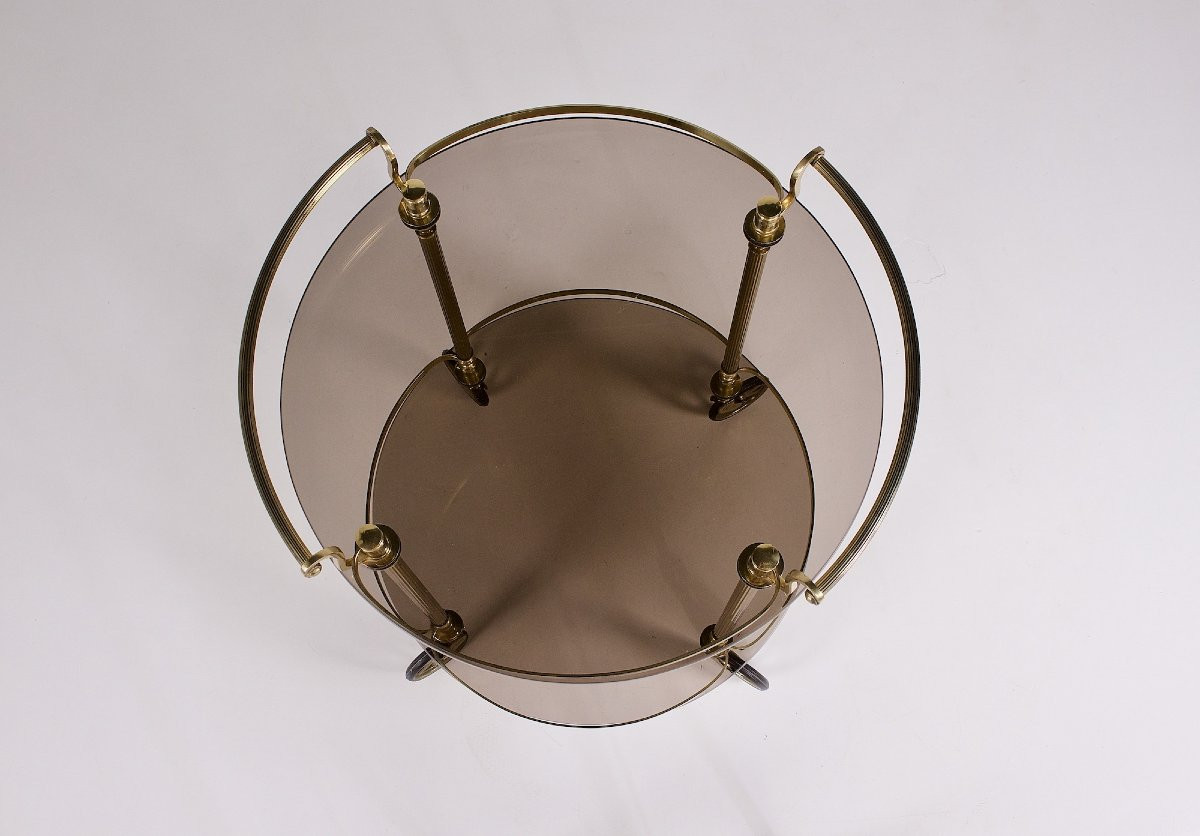 Brass And Smoked Glass Trolley-photo-5