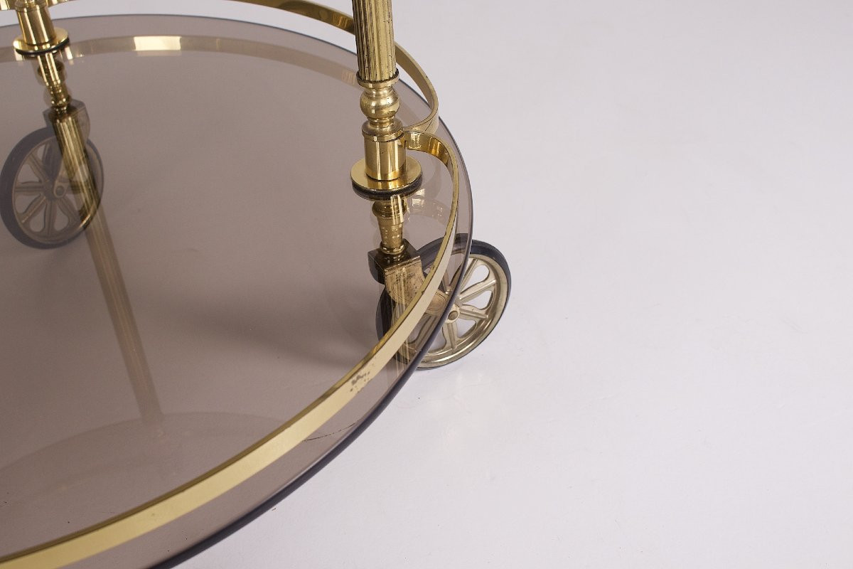 Brass And Smoked Glass Trolley-photo-6