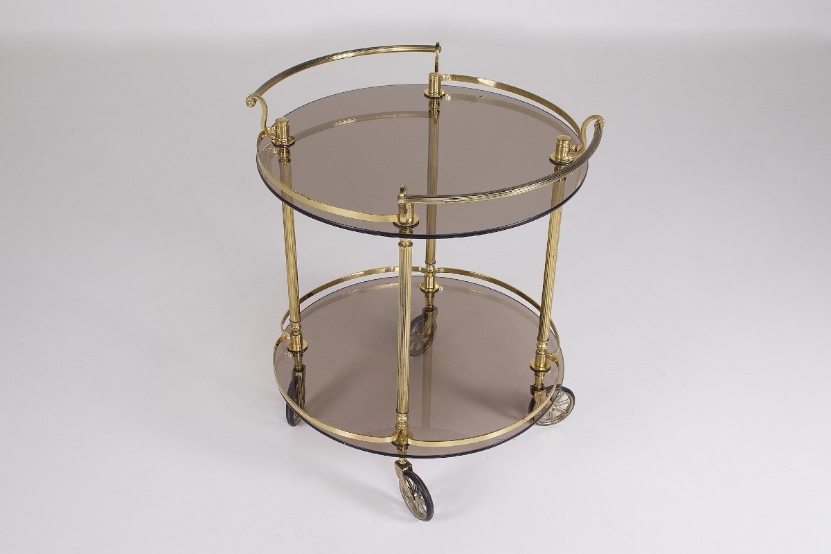 Brass And Smoked Glass Trolley